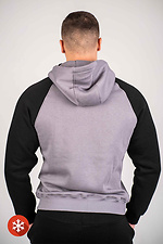 Теплая серая кофта зиппер с начесом и черными рукавами Custom Wear 8025685 фото №3