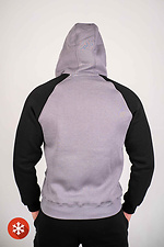 Warm gray zipper jacket with fleece and black sleeves Custom Wear 8025685 photo №4