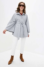 Gray wool cape ISOLDA under the belt with wide sleeves Garne 3037686 photo №2