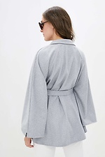 Gray wool cape ISOLDA under the belt with wide sleeves Garne 3037686 photo №3