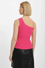 Women's stylish one-shoulder T-shirt in raspberry color  4038686 photo №2