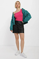 Women's stylish one-shoulder T-shirt in raspberry color  4038686 photo №3
