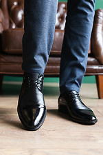 Мужские классические туфли из натуральной кожи черного цвета  8018686 фото №2