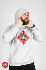 Gray brushed cotton padded hoodie with print Custom Wear 8025686 photo №3