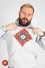 Gray brushed cotton padded hoodie with print Custom Wear 8025686 photo №5