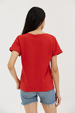Жіноча бавовняна футболка з короткими рукавами та широким вирізом горловини. Garne 3038687 фото №4