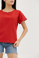 Женская хлопковая футболка с короткими рукавами и широким вырезом горловины Garne 3038687 фото №5