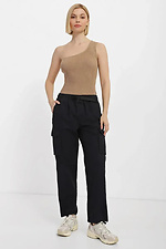 Women's stylish one-shoulder T-shirt in camel color  4038687 photo №3