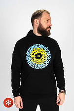 Чорне утеплене худи з начосом та принтом Custom Wear 8025687 фото №3