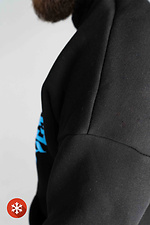 Чорне утеплене худи з начосом та принтом Custom Wear 8025687 фото №7