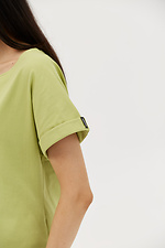 Женская хлопковая футболка с короткими рукавами и широким вырезом горловины Garne 3038688 фото №5