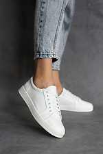 White women's sneakers made of genuine leather  8018688 photo №1