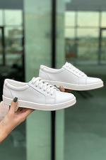 White women's sneakers made of genuine leather  8018688 photo №2