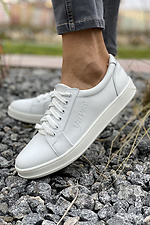 White women's sneakers made of genuine leather  8018688 photo №3