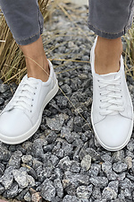 White women's sneakers made of genuine leather  8018688 photo №4