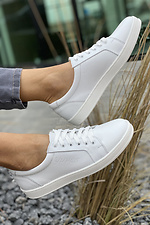 White women's sneakers made of genuine leather  8018688 photo №5