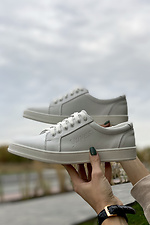 White women's sneakers made of genuine leather  8018688 photo №6