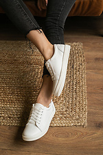 White women's sneakers made of genuine leather  8018688 photo №15