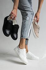 White women's sneakers made of genuine leather  8018688 photo №17