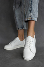 White women's sneakers made of genuine leather  8018688 photo №19