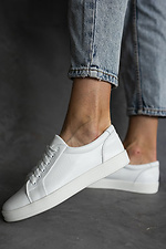 White women's sneakers made of genuine leather  8018688 photo №20