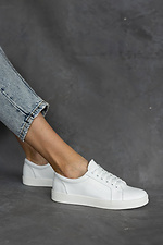 White women's sneakers made of genuine leather  8018688 photo №21