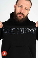 Черное утепленное худи с начесом и принтом Custom Wear 8025688 фото №2