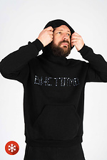 Черное утепленное худи с начесом и принтом Custom Wear 8025688 фото №3