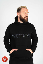 Черное утепленное худи с начесом и принтом Custom Wear 8025688 фото №6
