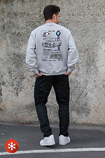 Herren Sweatshirt aus Fleece in Übergröße mit BMW Aufdruck Grau Without 8055688 Foto №2