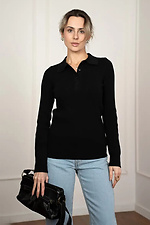 Schwarzer Damenstrickpullover mit Kragen  4038689 Foto №1