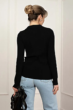 Schwarzer Damenstrickpullover mit Kragen  4038689 Foto №2