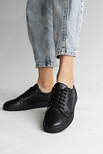 Black women's sneakers made of genuine leather  8018689 photo №1