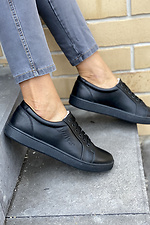 Black women's sneakers made of genuine leather  8018689 photo №3
