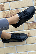 Black women's sneakers made of genuine leather  8018689 photo №4