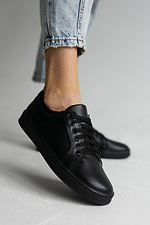 Black women's sneakers made of genuine leather  8018689 photo №12