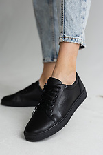 Black women's sneakers made of genuine leather  8018689 photo №13