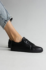 Black women's sneakers made of genuine leather  8018689 photo №14