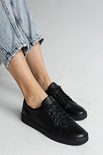 Black women's sneakers made of genuine leather  8018689 photo №15