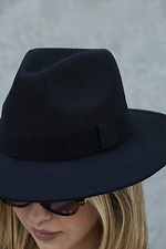 Women's Fedora Hat With Ribbon Black Without 8049689 photo №5