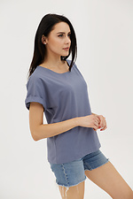 Жіноча бавовняна футболка з короткими рукавами та широким вирізом горловини. Garne 3038690 фото №2