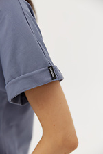 Kurzärmliges Baumwoll-T-Shirt mit weitem Halsausschnitt für Damen Garne 3038690 Foto №5