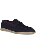 Hollow-out blue nubuck summer moccasins Forester 4101691 photo №1