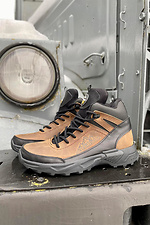 Men's winter sneakers made of brown genuine leather  8019691 photo №2