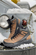 Men's winter sneakers made of brown genuine leather  8019691 photo №4
