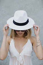 Women's Fedora Hat With Ribbon White Without 8049691 photo №4