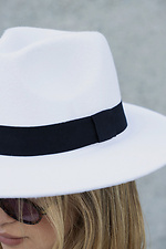 Women's Fedora Hat With Ribbon White Without 8049691 photo №5