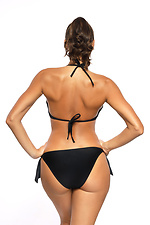 Black one-piece swimsuit with push-up cups with thin straps and low bottoms with ties Marko 4024692 photo №3