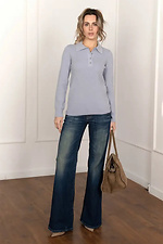 Grauer Damenstrickpullover mit Kragen Sewel 4038692 Foto №3