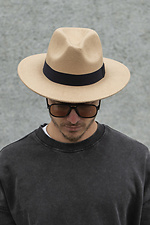 Mens Fedora Hat With Ribbon Beige Without 8049692 photo №2